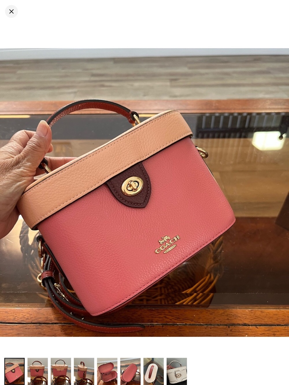 Coach Kay Colorblock Pink and Cream Leather Top-Handle Crossbody